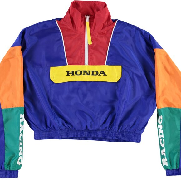 Honda Racing Colorblock Half-Zip Hooded Windbreaker Anorak Jacket Unisex - Picture 5 of 9